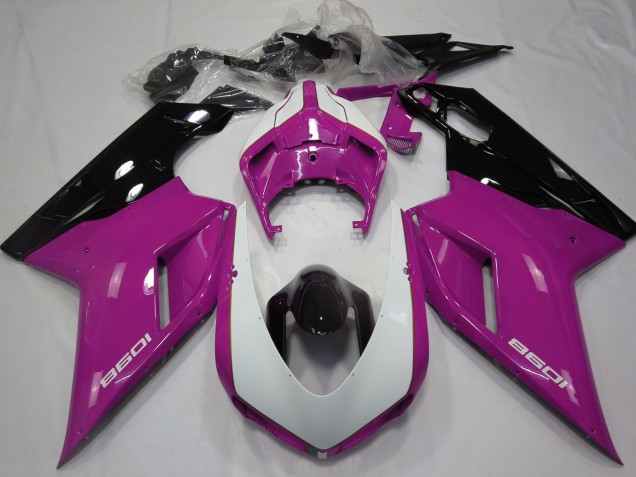 2007-2014 Pink White Glossy Black Ducati 1098 Motorcycle Fairings UK Stores