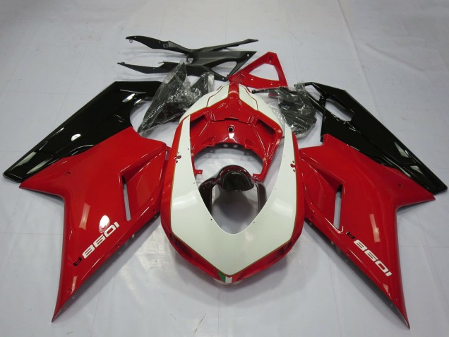 2007-2014 Glossy Red White Glossy Black Ducati 1098 Motorcycle Fairings UK Stores