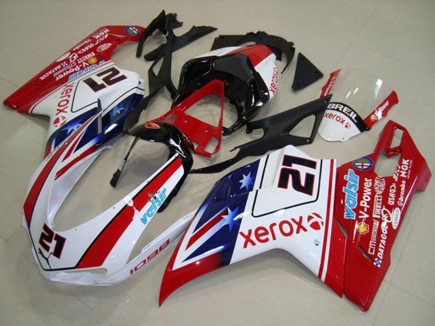 2007-2014 White Red Black Blue Star Xerox 21 Ducati 1098 Motorcycle Fairings UK Stores