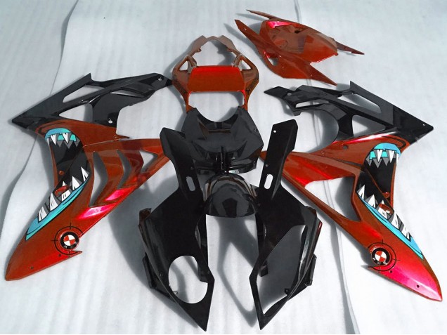 2017-2018 Red Glossy Black Shark BMW S1000RR Motorcycle Fairings UK Stores