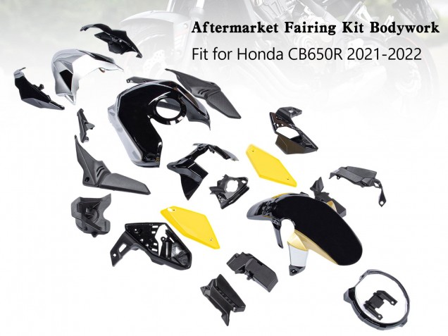 2019-2022 Black Yellow Honda CB650R Motorcycle Fairings UK Stores