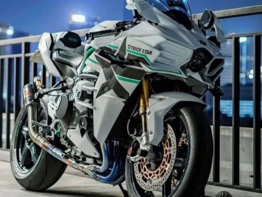 2015-2022 White with Green Lines Kawasaki Ninja H2 Motorcycle Fairings UK Stores