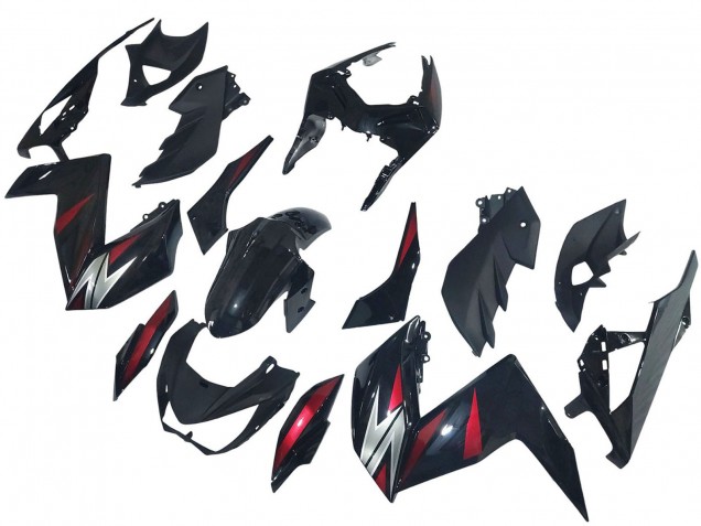 2015-2016 Glossy Black Red Silver Kawasaki Z250/Z300 Motorcycle Fairings UK Stores