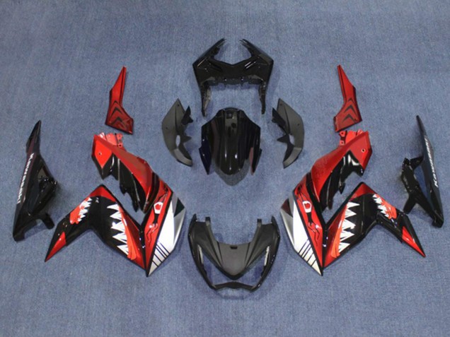 2015-2016 Red White Glossy Black Shark Kawasaki Z250/Z300 Motorcycle Fairings UK Stores