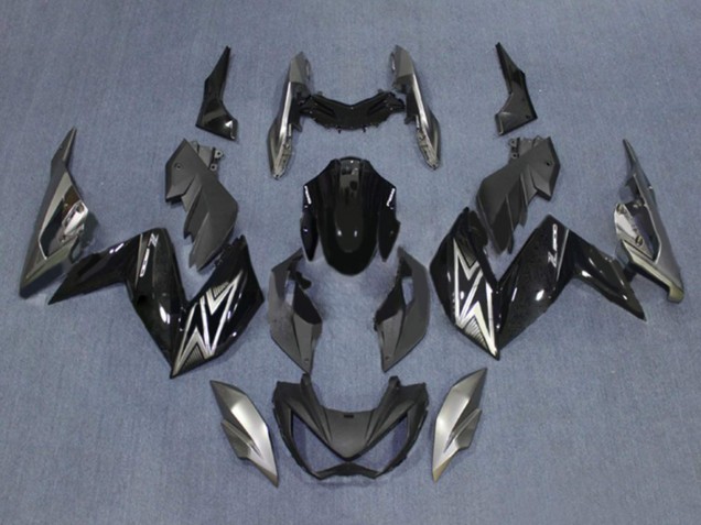 2015-2016 Glossy Black Silver Kawasaki Z250/Z300 Motorcycle Fairings UK Stores