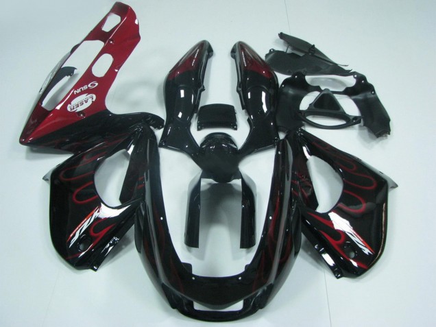 1997-2007 Black with Red Flame Yamaha YZF 1000R Thunderace Motorcycle Fairings UK Stores