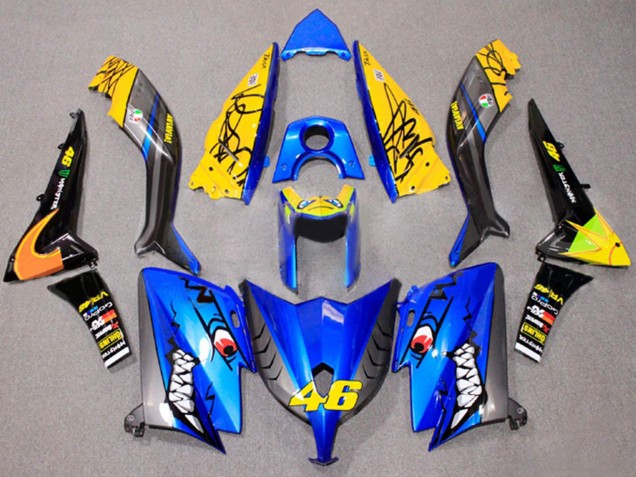 2012-2014 Blue Yellow Black Shark 46 Yamaha TMAX530 Motorcycle Fairings UK Stores