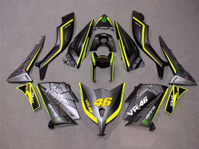 2012-2014 Matte Grey Yellow Monster 46 Yamaha TMAX530 Motorcycle Fairings UK Stores