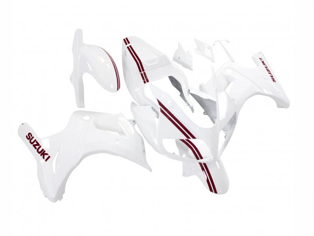 2003-2013 White with Dark Red Lines Suzuki SV650 Motorcycle Fairings UK Stores