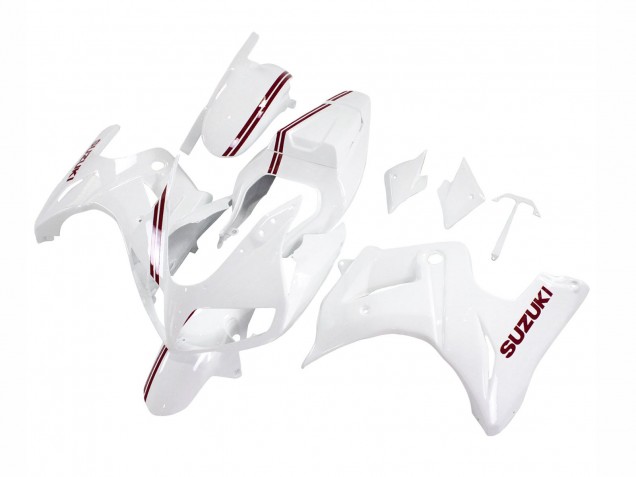 2003-2013 White with Dark Red Lines Suzuki SV650 Motorcycle Fairings UK Stores