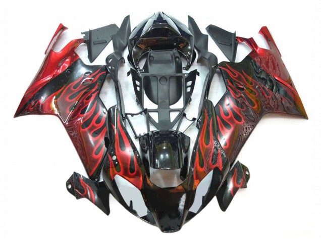 2003-2006 Glossy Black Red Flame Aprilia RSV1000 Motorcycle Fairings UK Stores
