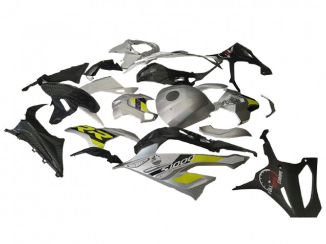 2023-2024 Silver Yellow Carbon Fiber BMW S1000RR Motorcycle Fairings UK Stores