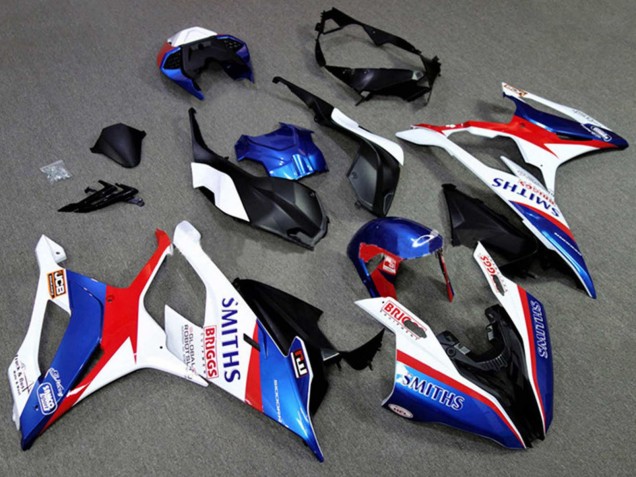 2019-2022 White Blue Red Smiths BMW S1000RR Motorcycle Fairings UK Stores