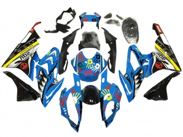 2017-2018 Blue Yellow Black Shark BMW S1000RR Motorcycle Fairings UK Stores