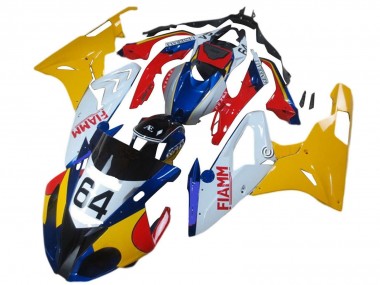 2015-2016 Yellow White Blue Fiamm 64 BMW S1000RR Motorcycle Fairings UK Stores