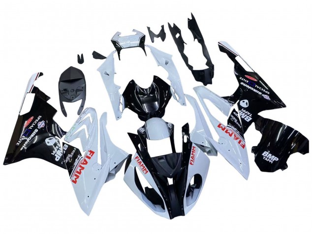 2015-2016 White Glossy Black Fiamm BMW S1000RR Motorcycle Fairings UK Stores