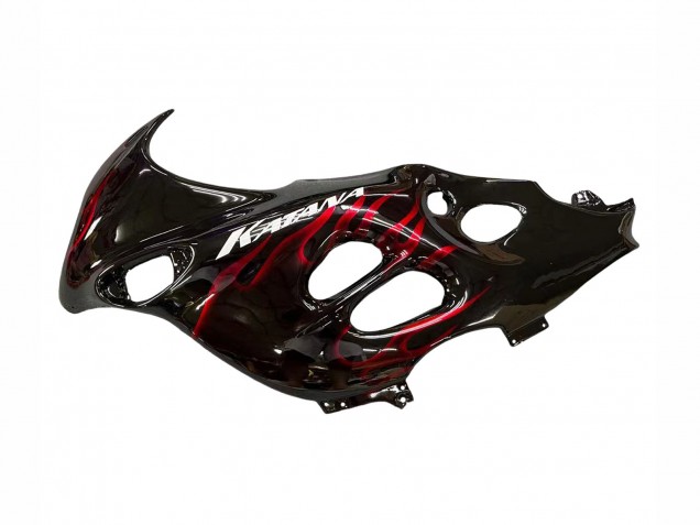 2004-2006 Glossy Black Red Flame Suzuki GSX600F/GSX750F Motorcycle Fairings UK Stores