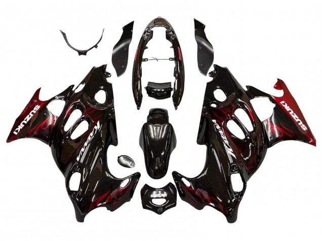 2004-2006 Glossy Black Red Flame Suzuki GSX600F/GSX750F Motorcycle Fairings UK Stores