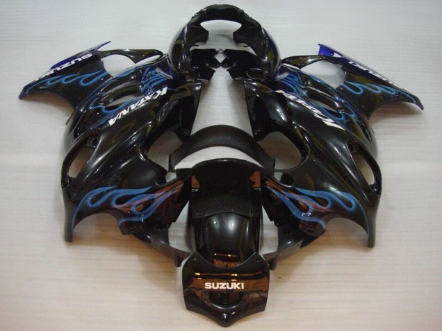 2004-2006 Glossy Black Blue Flame Suzuki GSX600F/GSX750F Motorcycle Fairings UK Stores