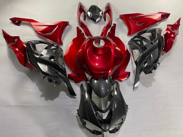 2023-2025 Red Carbon Fiber Kawasaki ZX6R Motorcycle Fairings UK Stores