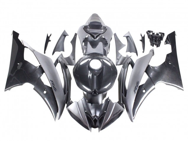 2008-2016 Grey Black Carbon Fiber Style Yamaha YZF 600 R6 Motorcycle Fairings UK Stores