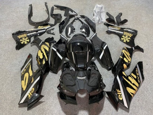2021-2025 Glossy Black Gold Elf Snow Kawasaki ZX10R Motorcycle Fairings UK Stores