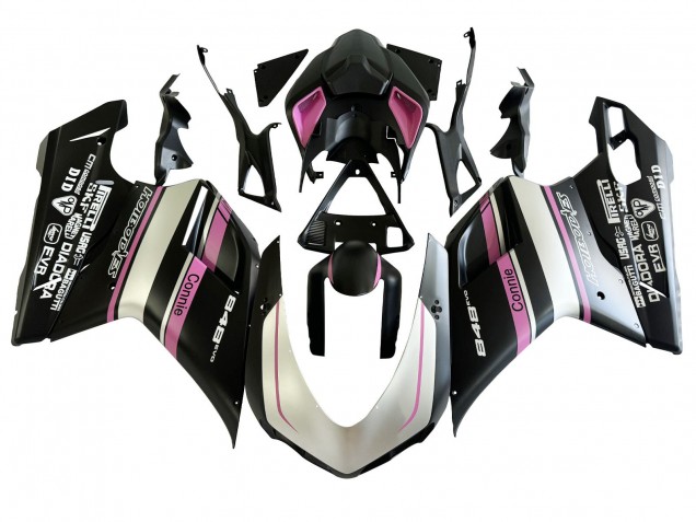 2007-2014 White Pink Glossy Black Connie Ducati 848 Motorcycle Fairings UK Stores
