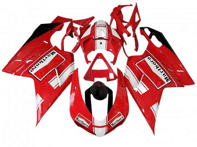 2007-2014 White Red Glossy Black Marlboro Ducati 848/1098/1198 Motorcycle Fairings UK Stores