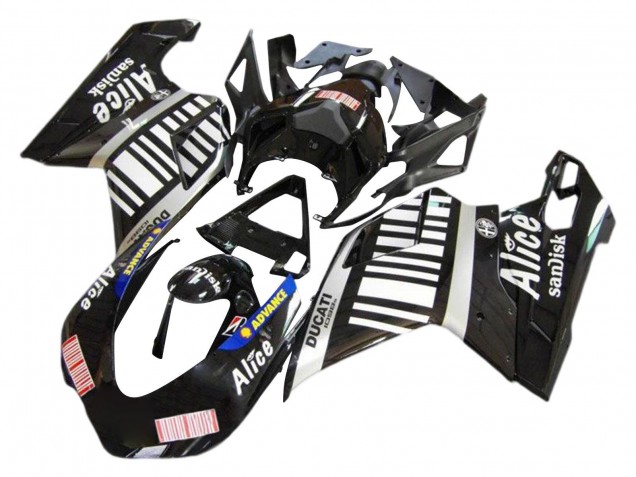 2007-2014 Silver Glossy Black Alice Sandisk Ducati 1098 Motorcycle Fairings UK Stores