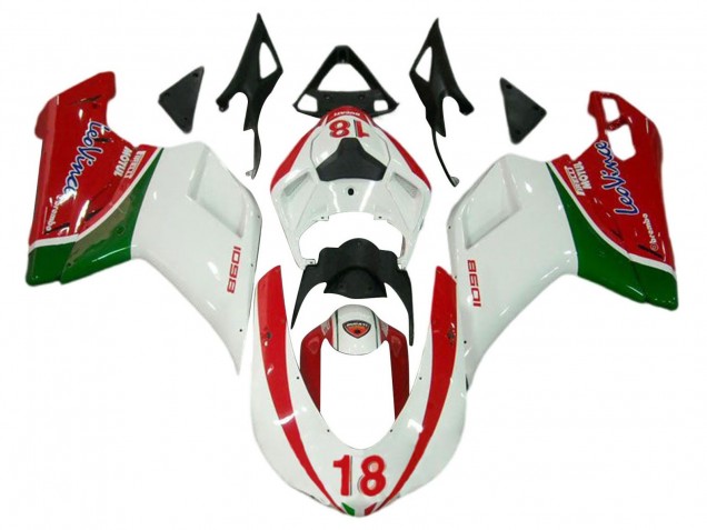 2007-2014 White Red Green 18 Ducati 848/1098/1198 Motorcycle Fairings UK Stores