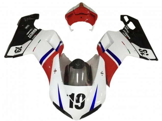 2007-2014 White Red Blue Glossy Black 19 Ducati 848/1098/1198 Motorcycle Fairings UK Stores