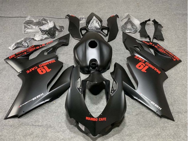 2011-2014 Matte Black with Red Decals Mambo Cafe 19 Ducati 1199 Motorcycle Fairings UK Stores