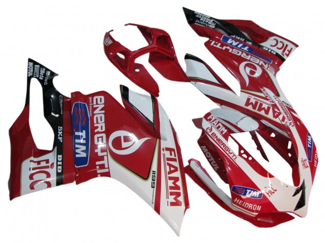 2011-2014 White Red Glossy Black Fiamm 7 Ducati 1199 Motorcycle Fairings UK Stores