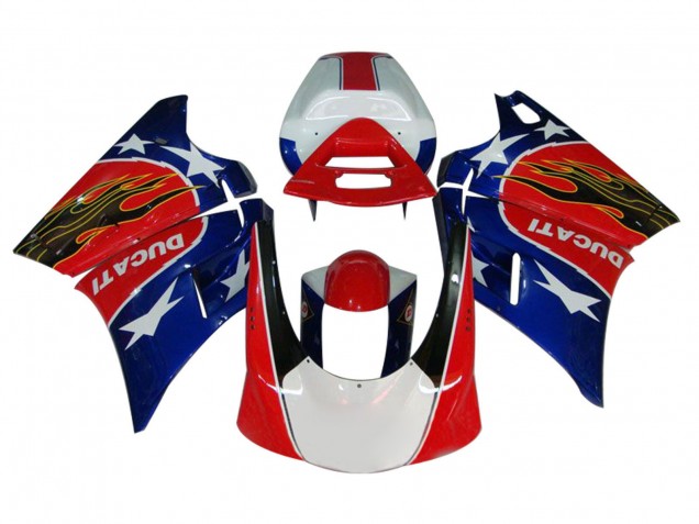 1993-2005 White Red Blue Glossy Black Flame Ducati 748/916/996/998 Motorcycle Fairings UK Stores