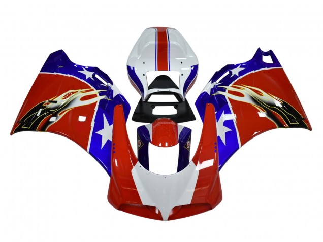 1993-2005 White Red Blue Black Flame Ducati 748/916/996/998 Motorcycle Fairings UK Stores