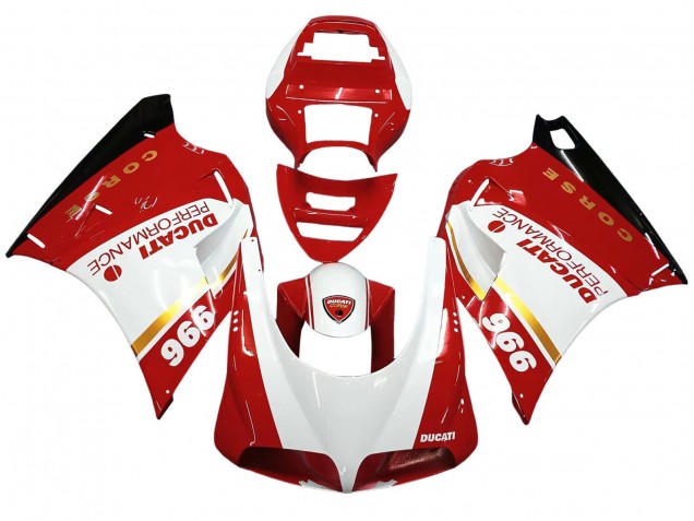 1993-2005 White Red Gold Glossy Black Corse Performance Ducati 996 Motorcycle Fairings UK Stores