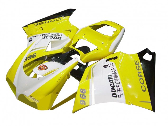 1993-2005 White Yellow Glossy Black Corse Performance Ducati 996 Motorcycle Fairing UK Stores