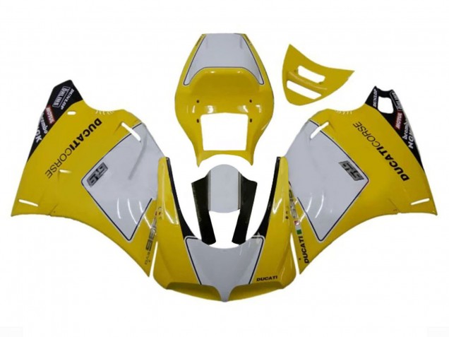 1993-2005 White Yellow Glossy Black Corse Performance Ducati 996 Motorcycle Fairings UK Stores