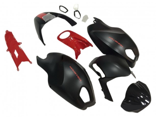 2008-2012 Red Matte Black Monster Ducati Monster 696 796 1100 1100S Motorcycle Fairings UK Stores