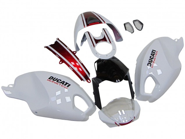 2008-2012 White Red Glossy Black Ducati Monster 696 796 1100 1100S Motorcycle Fairings UK Stores