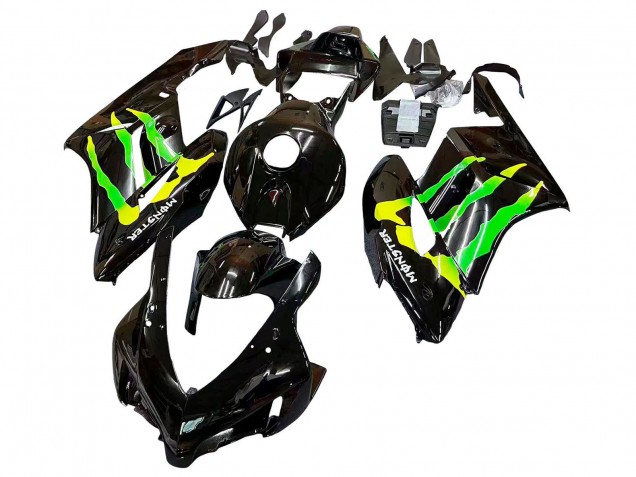 2004-2005 Glossy Black Yellow Green Monster Honda CBR1000RR Motorcycle Fairings UK Stores