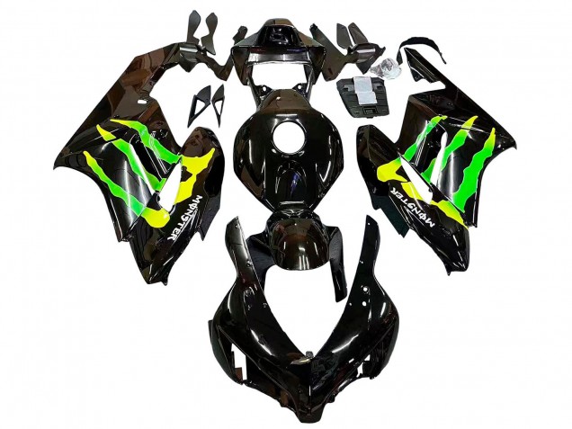 2004-2005 Glossy Black Yellow Green Monster Honda CBR1000RR Motorcycle Fairings UK Stores