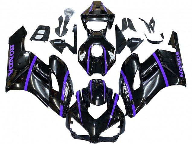 2004-2005 Glossy Black Purple Stripe Honda CBR1000RR Motorcycle Fairings UK Stores
