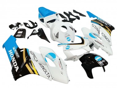 2004-2005 White Light Blue Yellow Black Konica Minolta Honda CBR1000RR Motorcycle Fairings UK Stores
