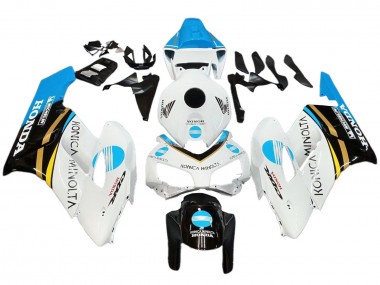 2004-2005 White Light Blue Yellow Black Konica Minolta Honda CBR1000RR Motorcycle Fairings UK Stores