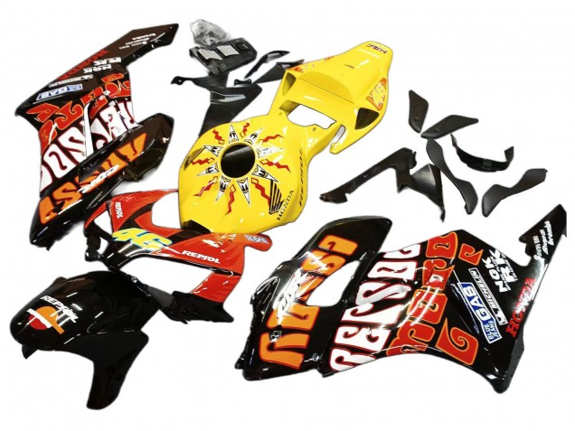2004-2005 Yellow Orange Glossy Black Repsol Rossi 46 Honda CBR1000RR Motorcycle Fairings UK Stores
