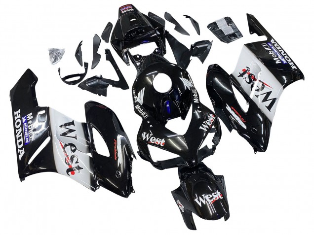 2004-2005 Glossy Black White West Honda CBR1000RR Motorcycle Fairings UK Stores
