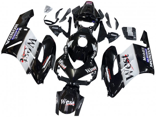 2004-2005 Glossy Black White West Honda CBR1000RR Motorcycle Fairings UK Stores