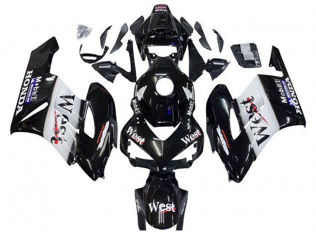 2004-2005 Glossy Black White West Honda CBR1000RR Motorcycle Fairings UK Stores