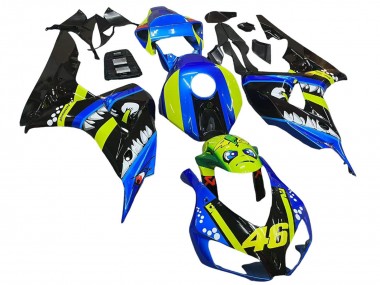 2006-2007 Blue Fluorescent Green Glossy Black Shark 46 Honda CBR1000RR Motorcycle Fairings UK Stores